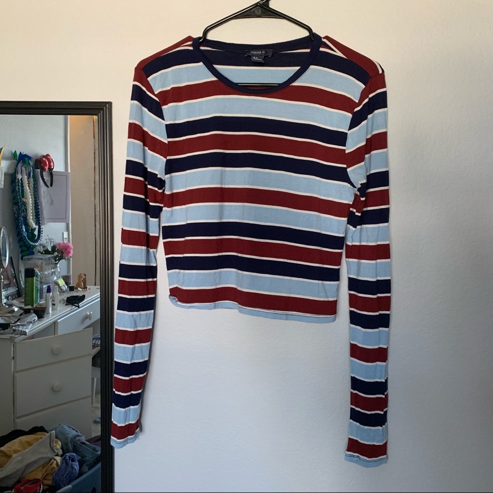 Cropped striped long sleeve